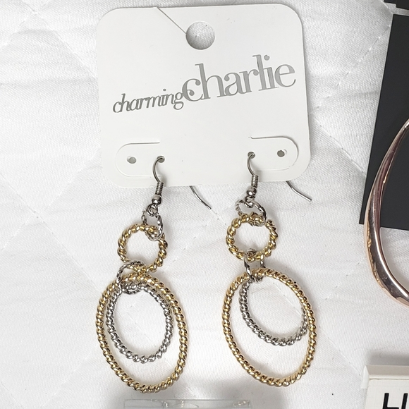 New In Packaging Metallic Hoops and Leaves Earring Bundle of 6 for Pierced Ears - Picture 2 of 7